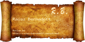 Raisz Bernadett névjegykártya